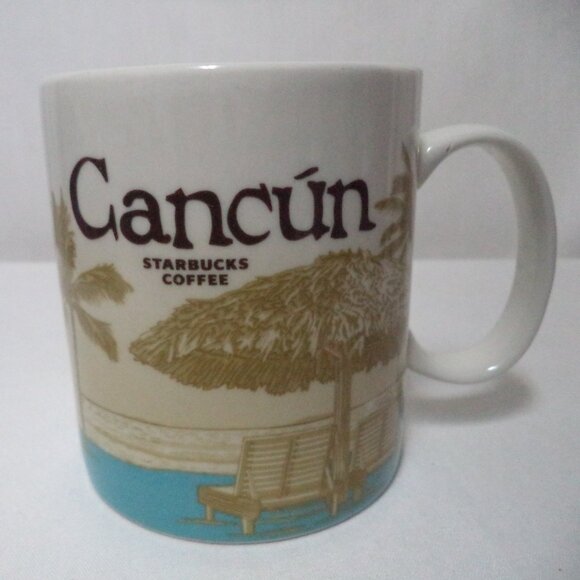 Starbucks Cancun Mexico Vintage Mug Cup Micro Dish beach palm trees - Picture 1 of 11